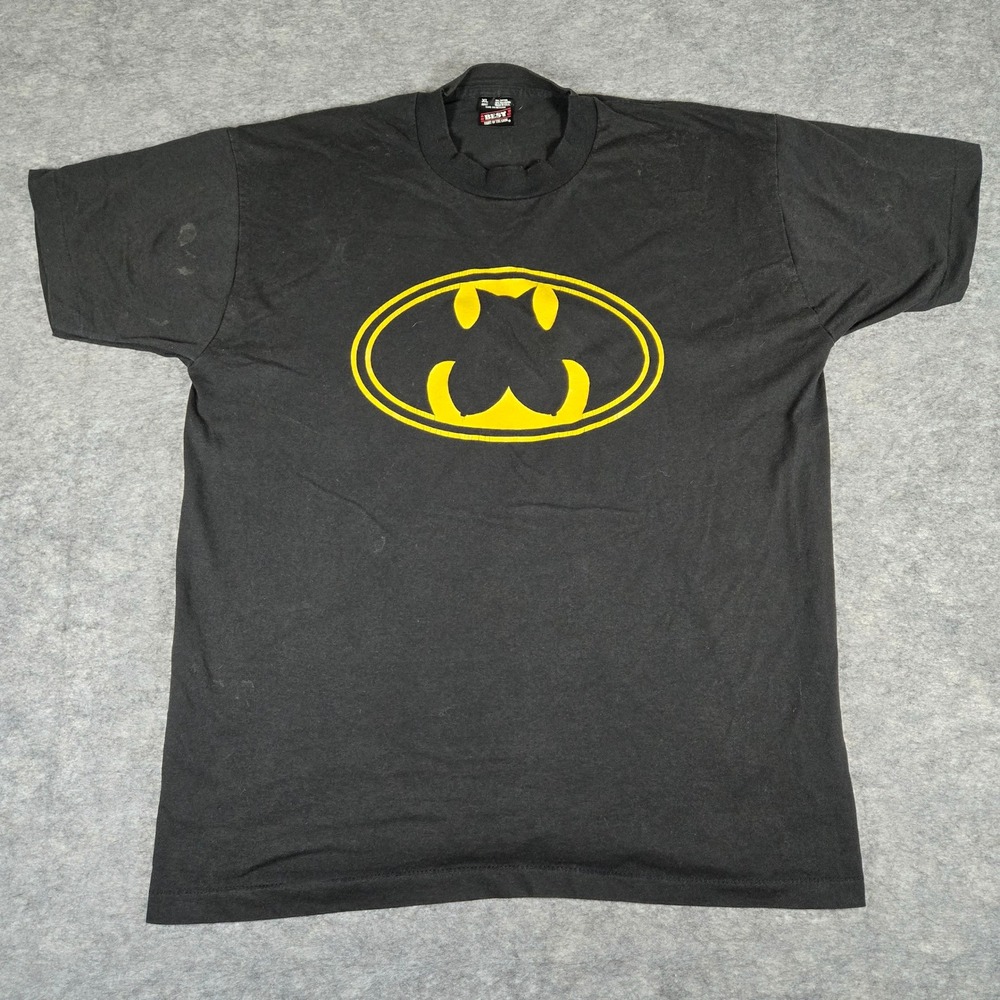 VTG 1989 Fruit of the Loom Mens Black Batman Graphic T-Shirt XL